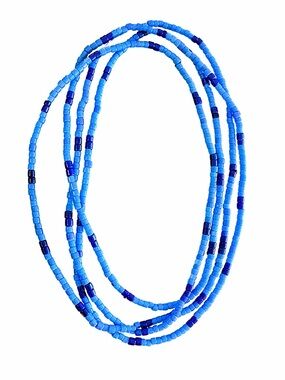 Source Unknown Layered Glass Seed Bead Necklace - Sky Blue & Navy